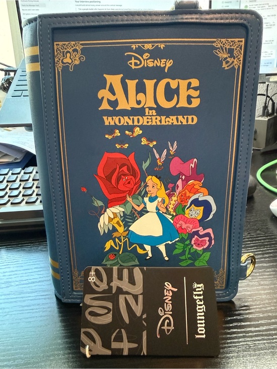 Loungefly Handbags - Loungefly Alice in Wonderland Blue and Gold Decorative Book Accent